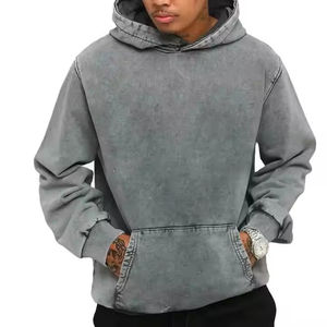 2025 sur mesure lavage à l'acide hiver sweats à capuche pour hommes brodé solide motif polaire Anti-rétrécissement col à capuche - Product Image 2