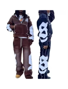 ชุดเสื้อผ้าแนวสตรีทผ้าคอตตอนแบบลำลองสำหรับผู้ชายชุดเสื้อผ้าแฟชั่นแบบสวมศีรษะของ100% ผลิตตามสั่ง - Product Image 5