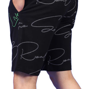 Top Trending 100% Cotton Men <b>Black</b> Knee Length Digital Printed Summer Wear <b>Shorts</b> With Drawstring Waist and Pockets - Product Image 3