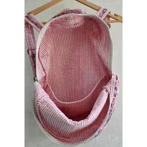 Lightweight Cotton Quilted Mini <b>Backpack</b> <b>with</b> Zipper Closure Handmade in India Floral Hand Block Print for Travel & School Use - Product Image 6