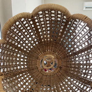 Suspension en rotin tissé à la main-Plafonnier festonné vintage - Product Image 3