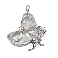 Boîte à biscuits chauffante isolée en métal artisanal, style Art Déco, plaqué argent, en forme de coquille Saint-Jacques, pour cuisson vapeur, pour cuisine et desserts