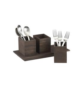 Porte-couverts en bois à 3 sections de qualité exclusive, support de rangement pour ustensiles de cuisine au meilleur prix - Product Image 3