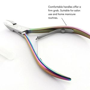 Kit de pinzas para cutículas de manicura y pedicura profesional de acero inoxidable de 2 tonos, cuchillas afiladas de mandíbula ancha para uñas de dedos, portátil duradero - Product Image 5