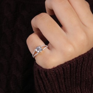 Bague de mariage minimaliste moderne personnalisable en or 18 carats géométrique 925 argent sterling S925 bague de fiançailles d'anniversaire à la mode - Product Image 1