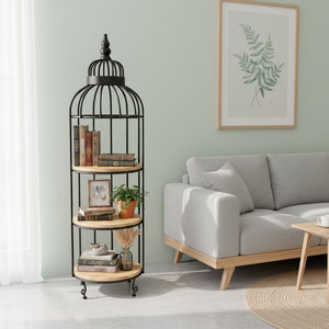 KTB68086 3-Tier Bird Cage Display <b>Shelf</b> Wall & Display <b>Shelves</b> with Iron Frame - Product Image 2
