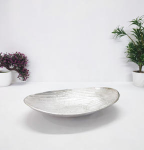 Frutero ovalado plateado de aluminio, cruda Frutero de diseño de superficie, frutero moderno de calidad Premium, frutero Vintage, pieza central - Product Image 1