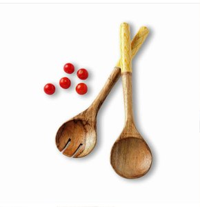 Juego de 2 servidores de ensalada, juego de servidores de ensalada de madera de mango, Juego de 2 servidores de ensalada de madera, Juego de 2 KETCHENWAR ÚNICO HECHO A MANO - Product Image 5