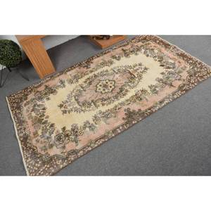 พรมขนสัตว์สีชมพูงานแฮนด์เมดสีเบจคลาสสิกขนาด3.7x6.7ฟุตตุรกีรูปแบบนามธรรมพร้อมยางรองสำหรับตกแต่งห้องโถงห้อง - Product Image 2