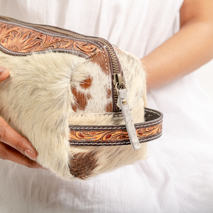 Western fabriqués à la main cheveux sur la peau usiné fourrure cuir bijoux pochette peau de vache cheveux maquillage Minimal sac demoiselle d'honneur cadeau parfait - Product Image 5