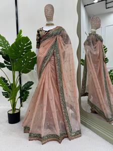 Saree de travail de séquence de fil de filet souple de dernier concepteur par FabZone - Product Image 2