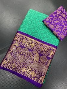 Showstopper indien la plupart des exportations Designer Silk Saree Dernière exclusivité à la mode Premium Quality Bridal Ethnic Party Wear Pour les femmes - Product Image 4