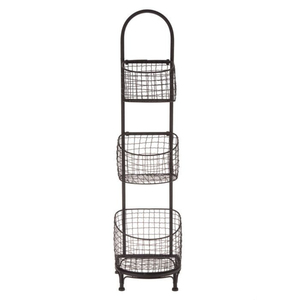 Panier de rangement en fil métallique ovale traditionnel de couleur blanche, à utiliser pour le rangement sur la table de la maison et de la cuisine, avec 3 niveaux - Product Image 5