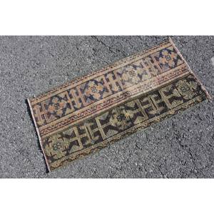 Vintage Turkish Wool <b>Rug</b> Classic Beige <b>Black</b> Patchwork Rectangle Design Handmade 150cm X 310cm Living Room Carpet Latex Backing - Product Image 2