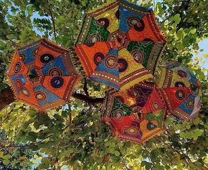 Sombrilla Decorativa India Vintage para Bodas con Varilla de Hierro, 63 cm de Diámetro Abierto, Diseño Plegable Rajasthani - Product Image 4