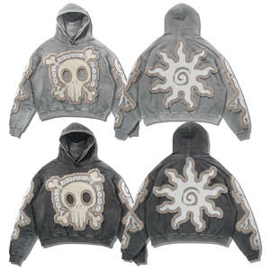 Pull à capuche de haute qualité pour hommes 100% haut en coton tendance en détresse motif 3D polaire Design doublé motif solide vente - Product Image 1