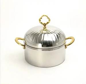 Copper Plated Metal Hotpot With Brass Handle Hammered Cooking Pot Prefect <b>For</b> Wedding Hotels Tabletop <b>Food</b> <b>Warmer</b> - Product Image 6