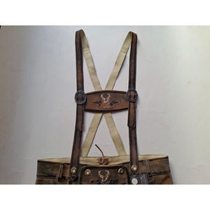 Antique Style <b>German</b> Trachten Bavarian Oktoberfest Men Herren Short Kurze Lederhosen - Product Image 5