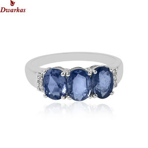 Customizable popular <b>top</b> grade <b>ring</b> 925 sterling silver sapphire blue zircon white gemstone <b>rings</b> - Product Image 3