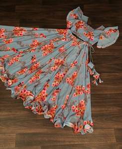 Georgette Impreso Flaired Falda Con Georgette Readymade Blusa Pieza looks - Product Image 2