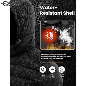 Veste matelassée légère pour hommes Manteau d'hiver décontracté à capuche résistant à l'eau avec capuche isolée pour le ski de voyage - Product Image 5