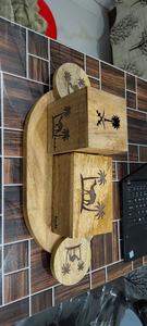 Ensemble de brûleur à encens en bois peint traditionnel arabe, Mubakhar Oud Bakhoor, plateau, décoration de la maison, au meilleur prix - Product Image 6