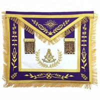 Tablier maçonnique Past Master, régalia maçonnique, tablier élégant avec broderie argentée, motif carré sur tissu bleu royal, tablier de loge blanche