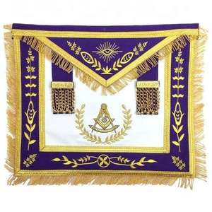 Masonic <b>Apron</b> Past Master Masonic Regalia <b>Apron</b> Elegant Silver Embroidery Square Pattern on Royal Blue Fabric <b>White</b> Lodge <b>APRON</b> - Product Image 5