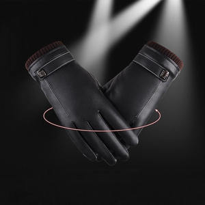Gants de conduite durables en cuir de mouton de haute qualité, chauds pour l'hiver, à écran tactile, avec revers en mélange de laine et de cachemire - Product Image 6