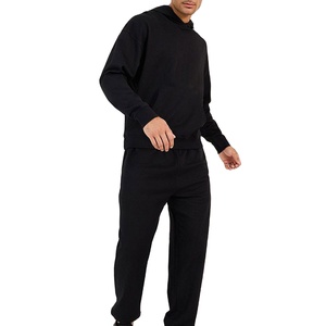 Customizable Men's High Quality Pullover Hoodie Black Tracksuit <b>Set</b> Fleece Material Winter Season <b>Plus</b> <b>Size</b> Printing Logo 2026 - Product Image 3