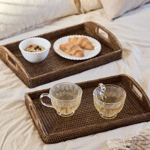 Bandeja rectangular de mimbre para desayuno, té y café, bandejas rectangulares de mimbre tejidas para servir camarero de Vietnam - Product Image 1