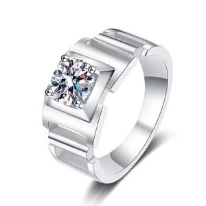 10K Gold Prong Set Round Cut Moissanite Diamond Men <b>Ring</b> in <b>Cushion</b> Shape Elegant Luxury Design for Daily Wear <b>Wedding</b> Party - Product Image 4