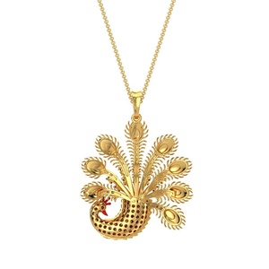 Luxe argent brillant paon bijoux fins pendentifs breloques pour femmes Design artistique CZ brillance émail détaillant plaqué or - Product Image 4