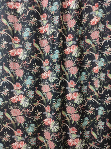 Élégant noir imprimé d'oiseaux floraux 100% rideaux en coton taille personnalisée prix de gros - Product Image 3