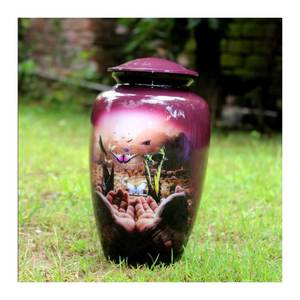 New Look, urna cristiana de metal de aluminio, urna de cremación cristiana con diseño de color rosa, urna religiosa para urna de fe cristiana - Product Image 4