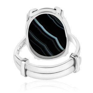 NOVAMART Fine Arihant Gems & Jewels 925 Silver Pendant/<b>Ring</b> Natural <b>Black</b> Sulemani Hakik Agate Stone <b>for</b> <b>Men</b> and Women Wholesale - Product Image 3