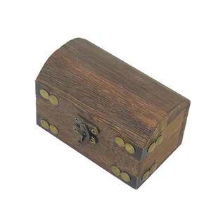  Wood and Leather Treasure Chest Box Decorative Storage