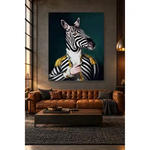 Fida Zebra-Headed Gentleman in Epaulette Jacket Canvas Print - Product Image 4