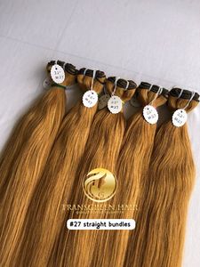 <b>Top</b> Best Quality 22" # 27 Color Straight Wholesale's Bundle's Raw Indian Temple Direct From India Machine Double Weft Human Hair - Product Image 3