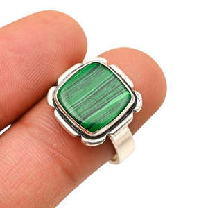 Bague de style bohème en argent faite à la main bijoux en argent sterling 925 Malachite pierres précieuses bague tendance bijoux pour femmes cadeau pour elle - Product Image 1