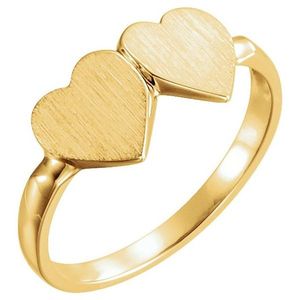 Double Heart Signet <b>Ring</b> Trendy Hip-Hop Fashion <b>Rings</b> Rose Gold 18K Plating Geometric Number Shape Invisible Setting Inlay - Product Image 1