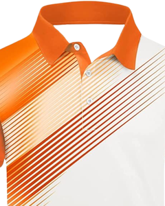 Camiseta Polo Personalizada de Manga Corta para Hombre, Diseño de Rayas Diagonales Blancas y Naranjas, Tejido Transpirable, Ropa Casual de Golf, OEM Personalizado - Product Image 4