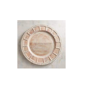 Assiette de présentation en bois massif plat de service rond en bois d'acacia pour fruits ustensiles de cuisine en vente - Product Image 3