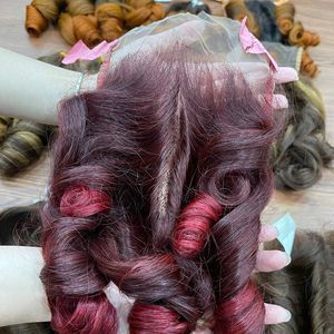 BEST QUALITY!!! Steam Bouncy <b>Curly</b> Lace Closure <b>Hair</b> Extensions Available in Many Colors 100% Raw Vietnamese Human <b>Hair</b> - Product Image 1