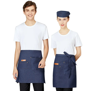 Logotipo personalizado lienzo chef algodón camarero unisex uniforme cocina barra delantales trabajo largo - Product Image 1