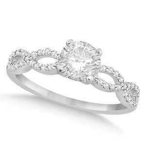 แหวนหมั้นเพชรทรงกลมแบบบิดเกลียวทองคำขาว 14K 0.50 กะรัต - Product Image 2