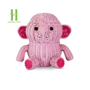 Bamboo Storage <b>Basket</b> <b>Lid</b> Cute Animal Organizer Series Handcrafted Eco-Friendly Flexible Clothing Storage Holder OEM Vietnam - Product Image 2