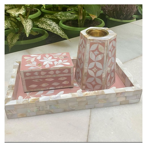 Medkhan Decorativo, Moderno Quemador de Incienso de Nácar con Incrustaciones de Madera Natural, Color Natural, MULTI CRAFT MS50, Decoración para el Hogar - Product Image 3