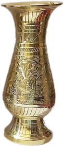 แจกันดอกไม้ทองเหลืองพร้อมลวดลายบิดรี นักกัชิ แจกันดอกไม้ชุบทองเหลืองโบราณ - Product Image 3