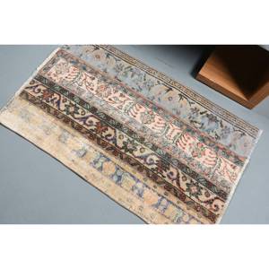 Tapis en laine traditionnel Beige brun 2.6x4.3ft Design Patchwork fait à la main pour salon chambre tapis Rectangle turc Latex - Product Image 4